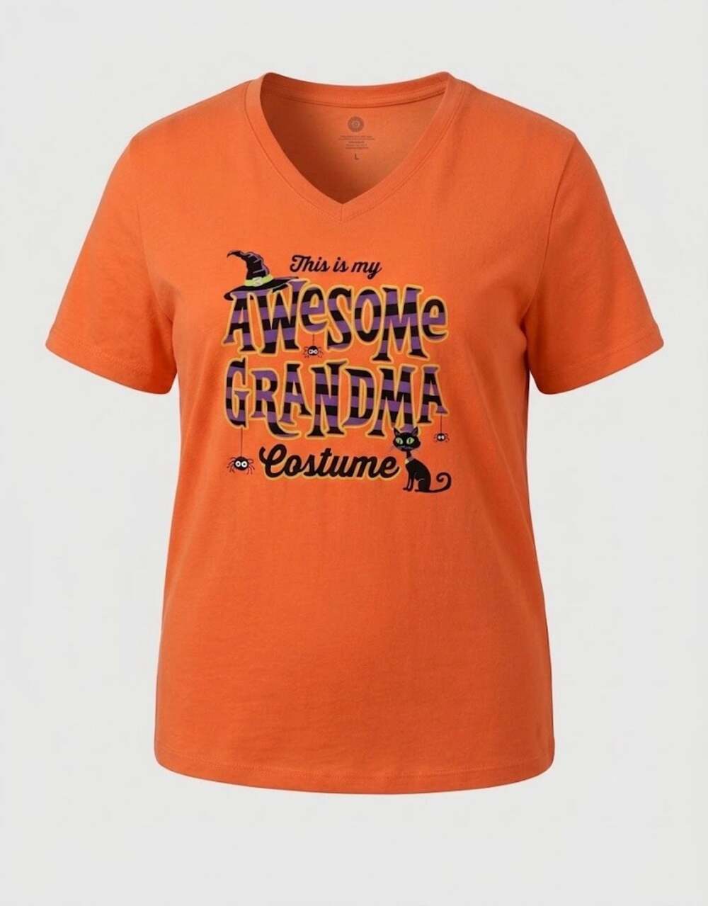 This Is My Awesome Grandma Costume Halloween Orange V-Neck T-Shirt XL
